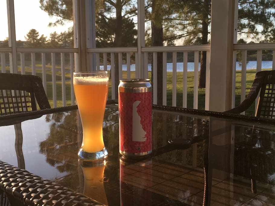 Enjoy the Local Beer From Dewey Beer Company on the Screened in Back Porch