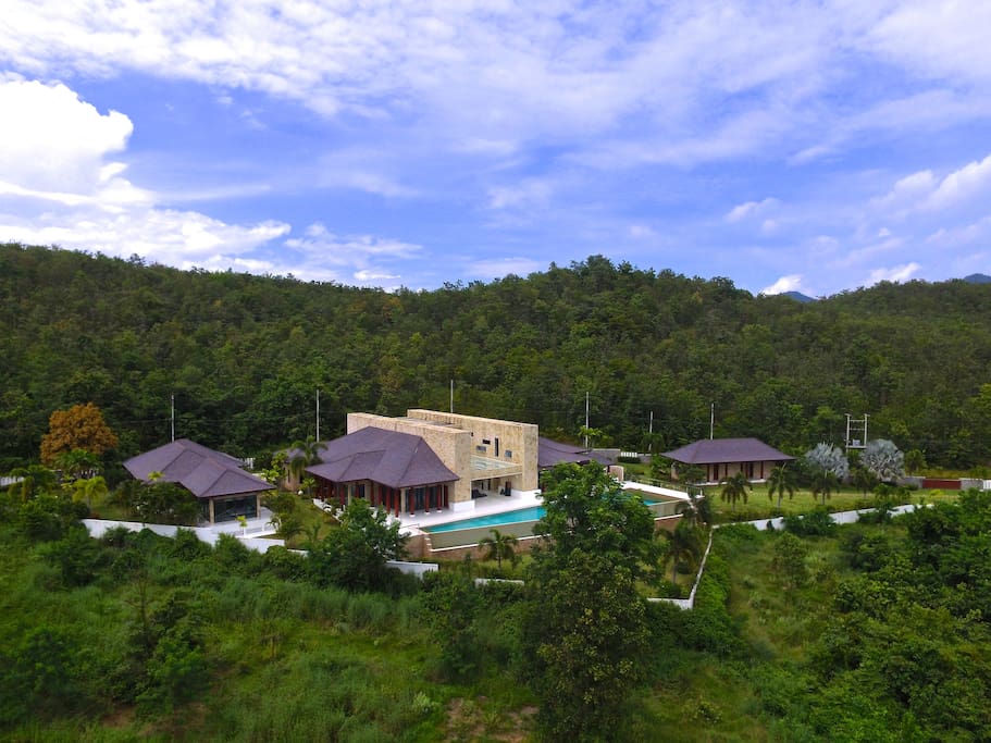Aerial View of Lotus Estate The Guest House on the left.