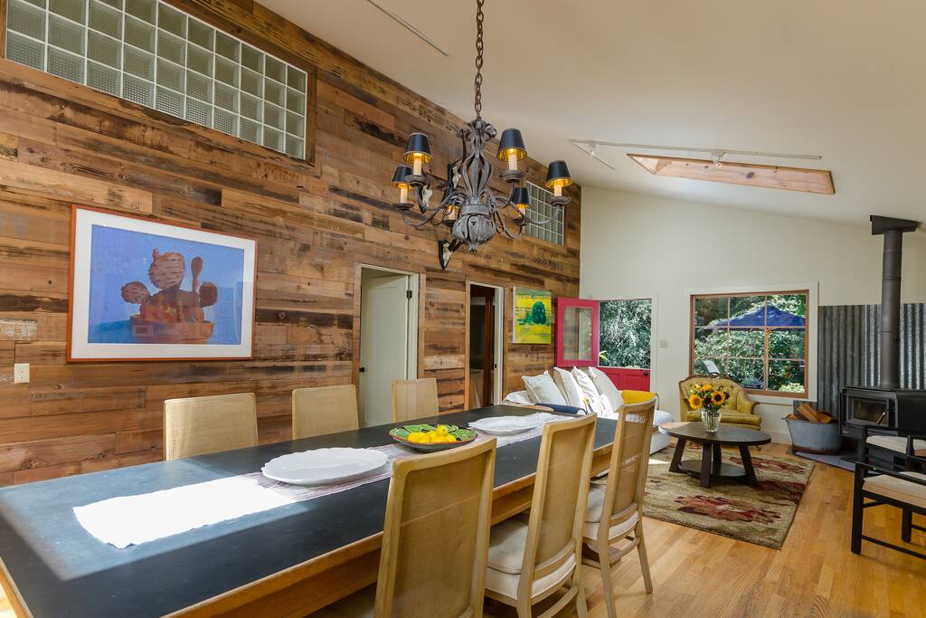 Great room (staged). Sleeping loft at far end of this room.
