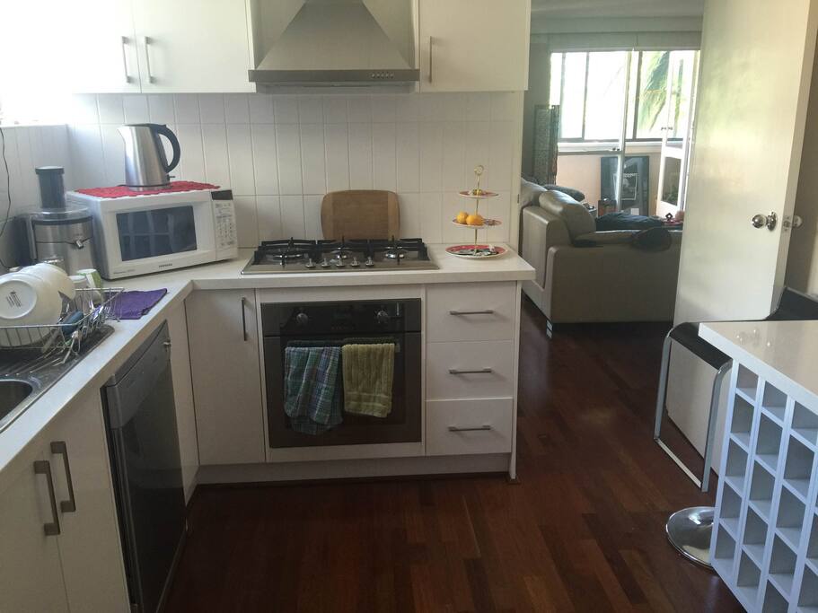 Fully functional kitchen cooking space.