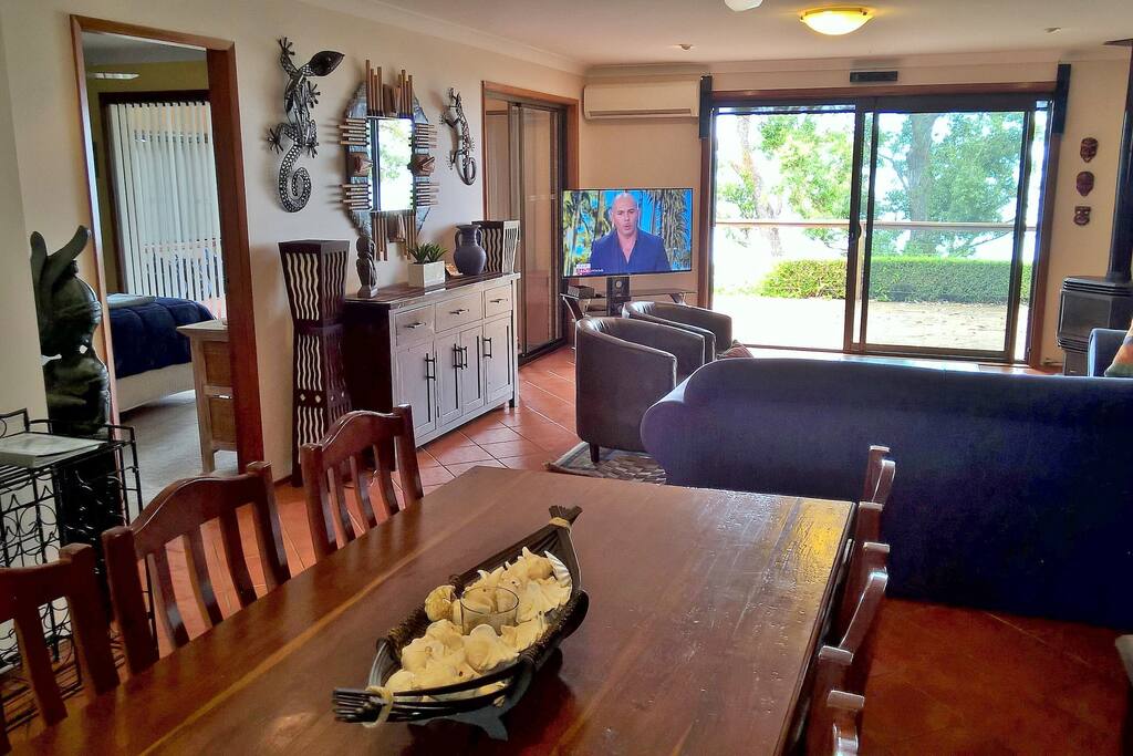 Our dining room through lounge room to Bay views