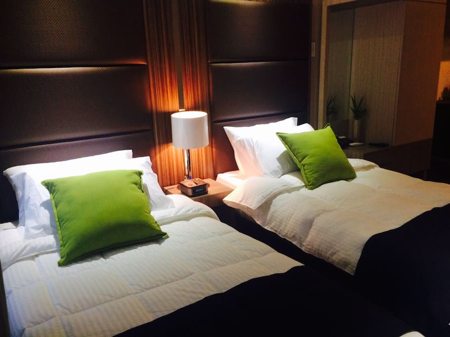 Two hotel-quality beds. Option to add one folding bed for a minimal fee.