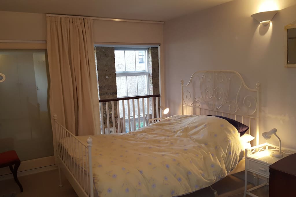 Bedroom has glass door and curtain - so it's quiet and private.