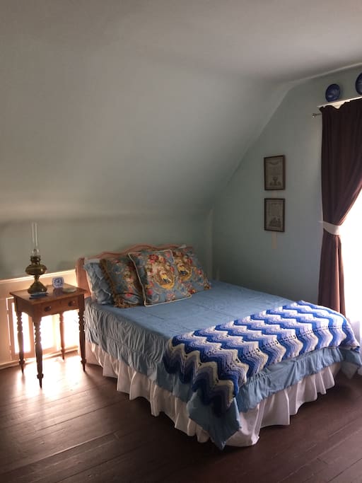 The blue room is located on the second floor.