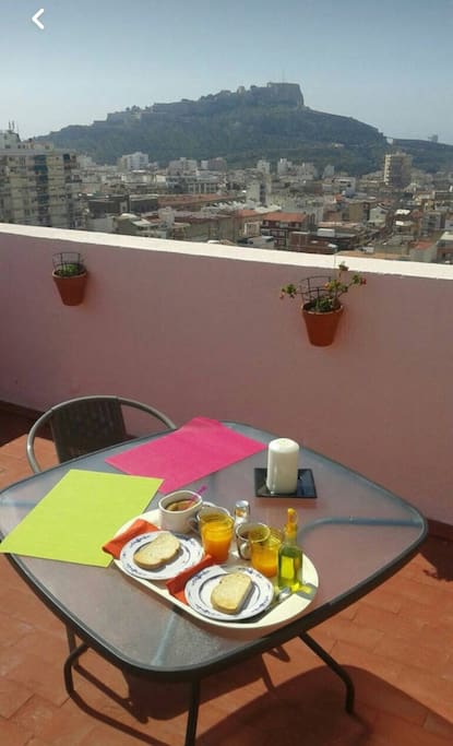 Desayunar mirando el castillo