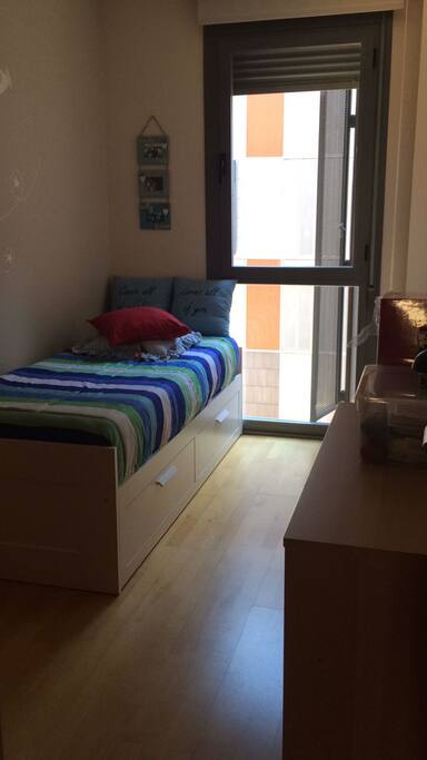 Bedroom with bed set as single