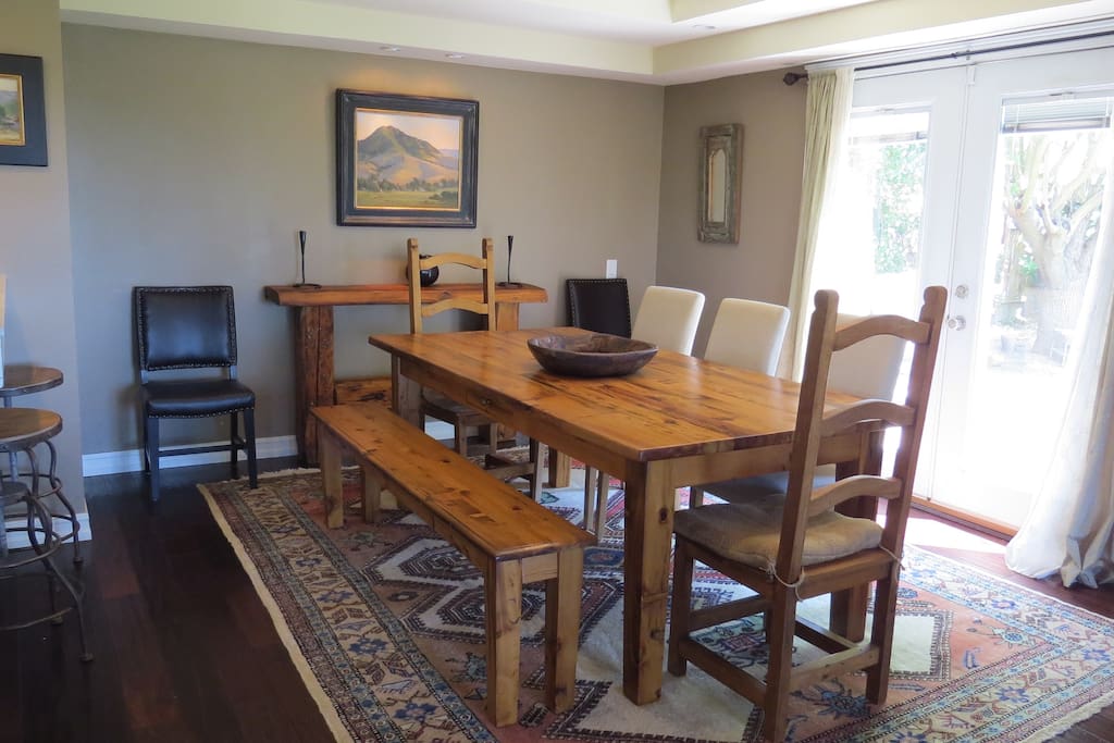 Pine table in dining area