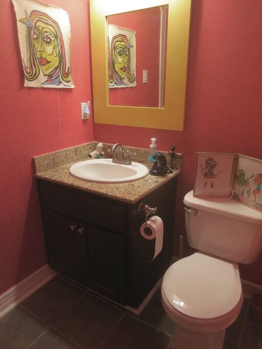 The downstairs powder room...