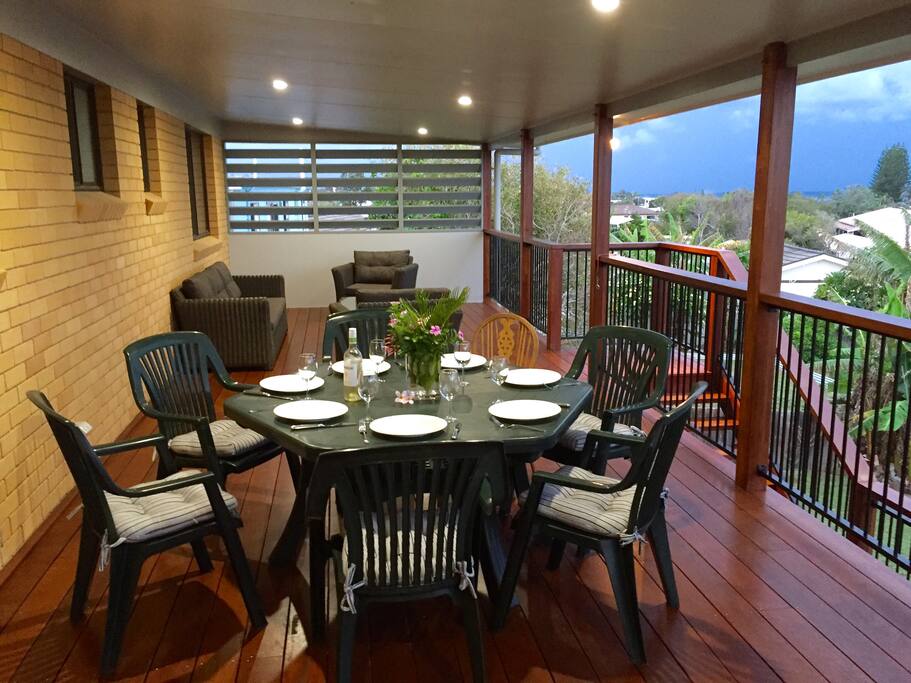 New rear deck for outside dinning and ocean glimpses
