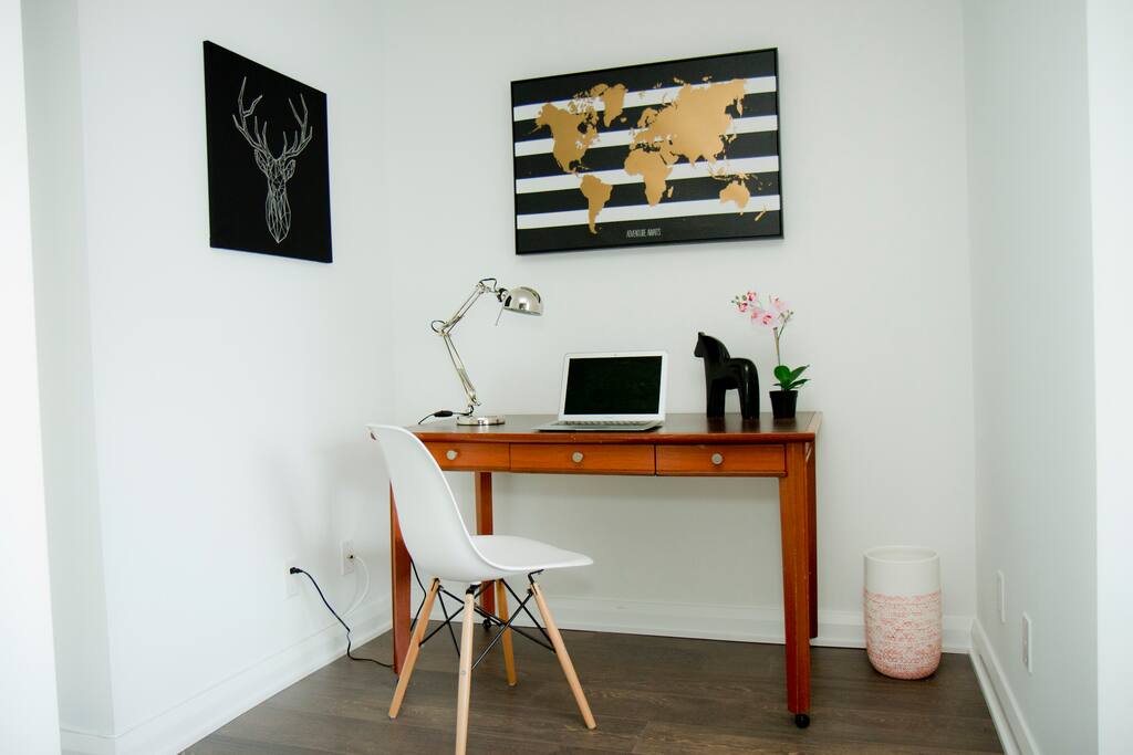 Den with a computer desk