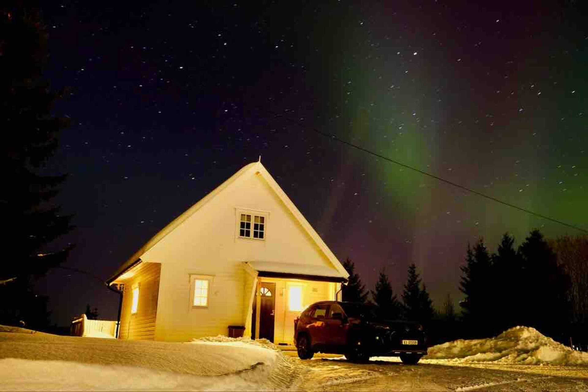 Evenes Airp. Northern lights on the way to Lofoten