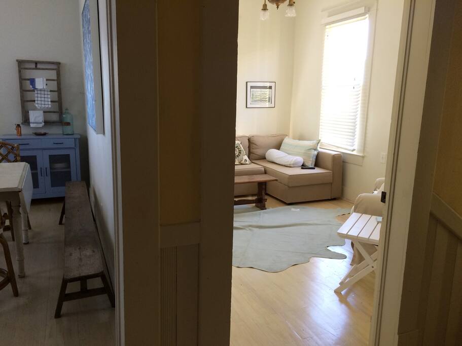 kitchen/tv and bedroom