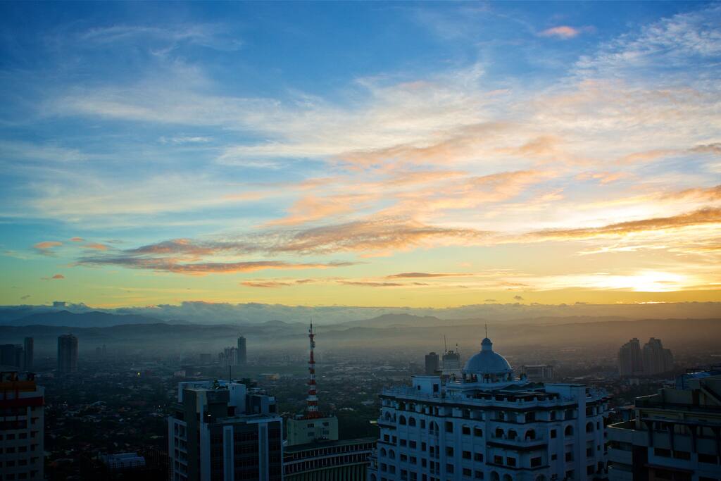 Fantastic view of the sunrise from the balcony
