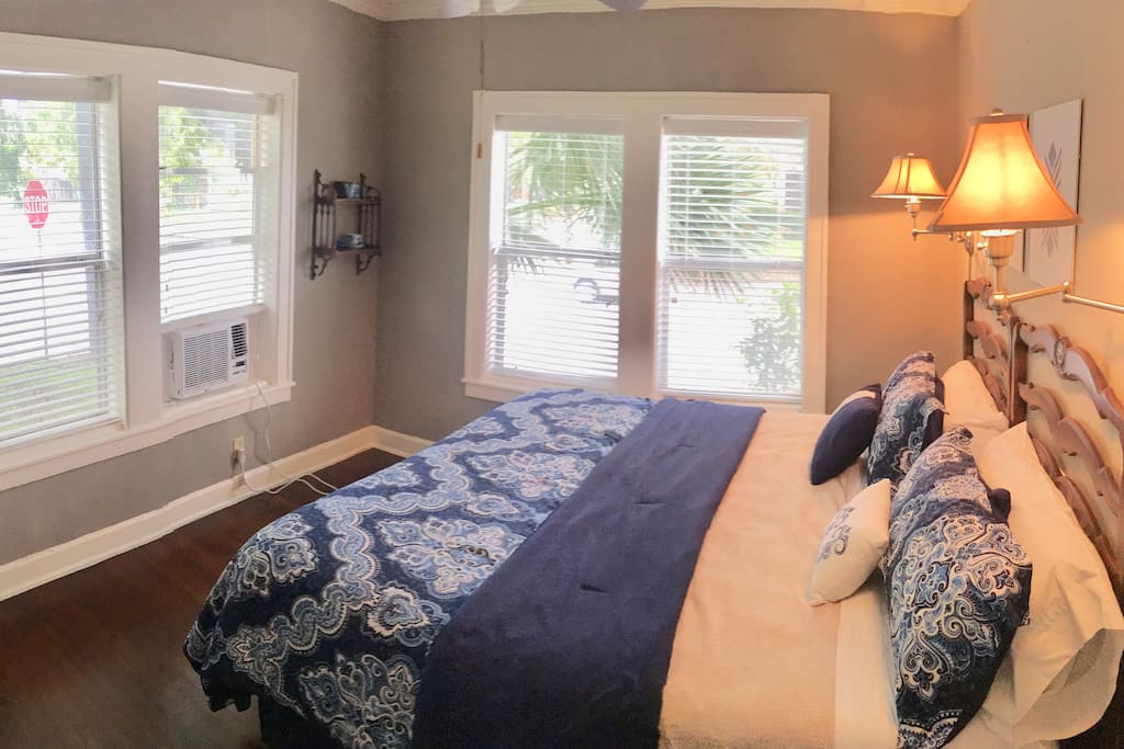New king mattress and window ac/heat to make sweet dreams