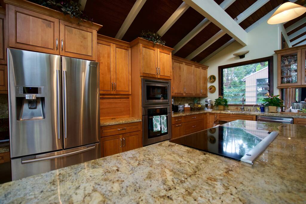 Main kitchen island with gourmet cook top