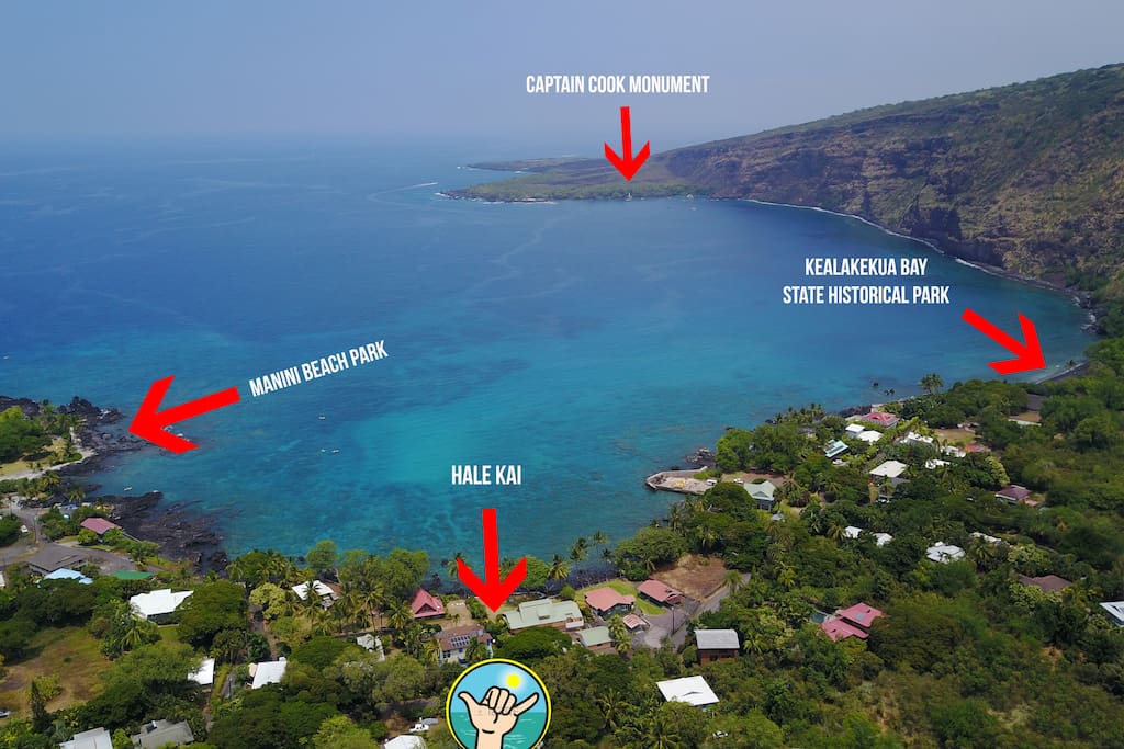 Here's an aerial photo showing what's just across the street in Hale Kai's backyard. Only a 2 minute walk to Manini Beach Park!
