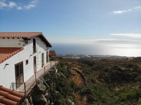 Canarian style home with sea views, terrace & pool