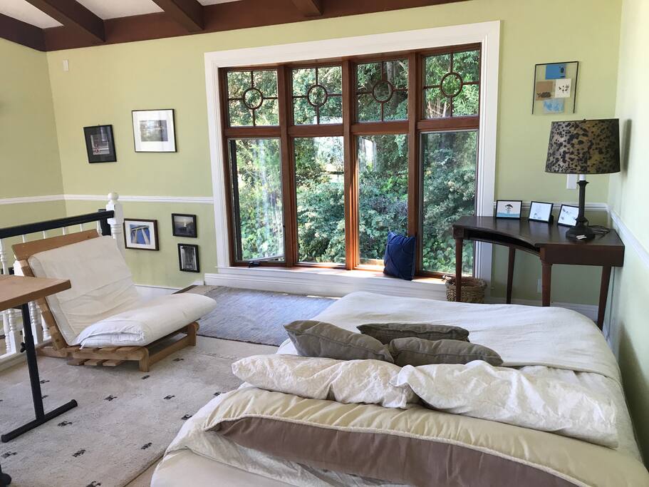 Loft has a full size futon bed for 2 guests.