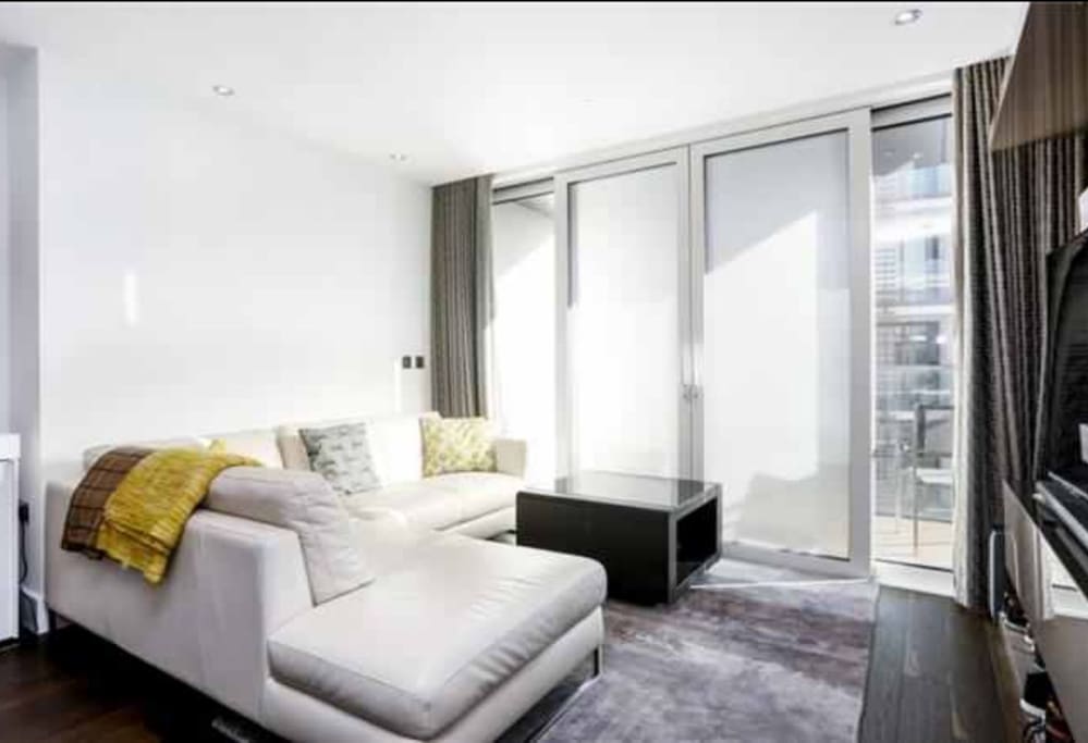 The living room with balcony
