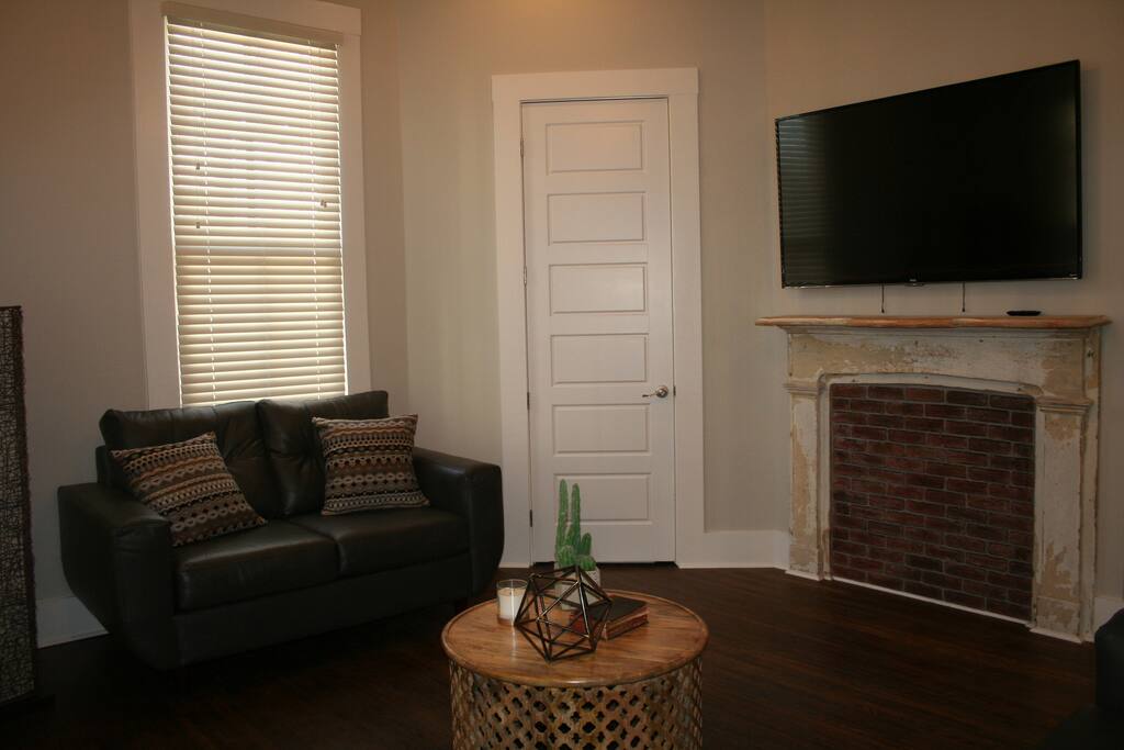 Living room with 65" flat screen