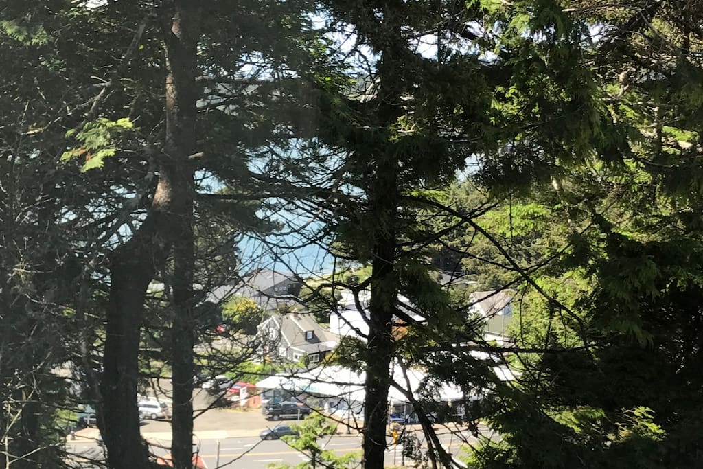 From the Forecastle Room a view of downtown Waldport and Alsea Bay