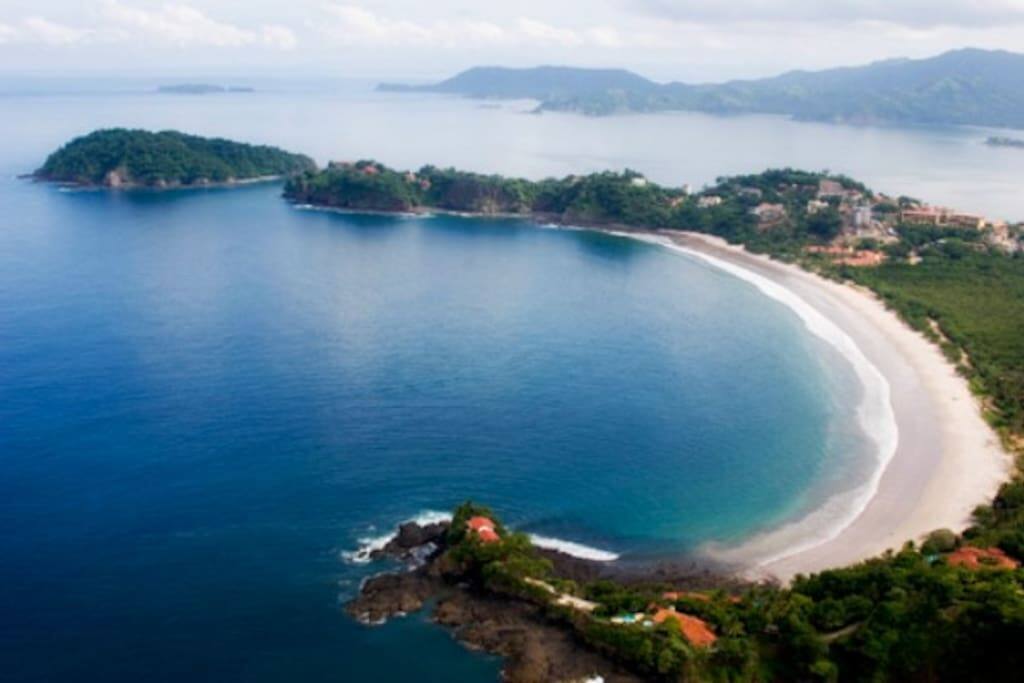 Arial view of Playa Flamingo. Property is located on the point at the bottom of the photo, facing the beach!