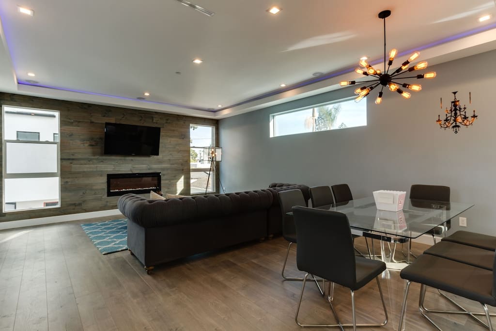 living room and dining area