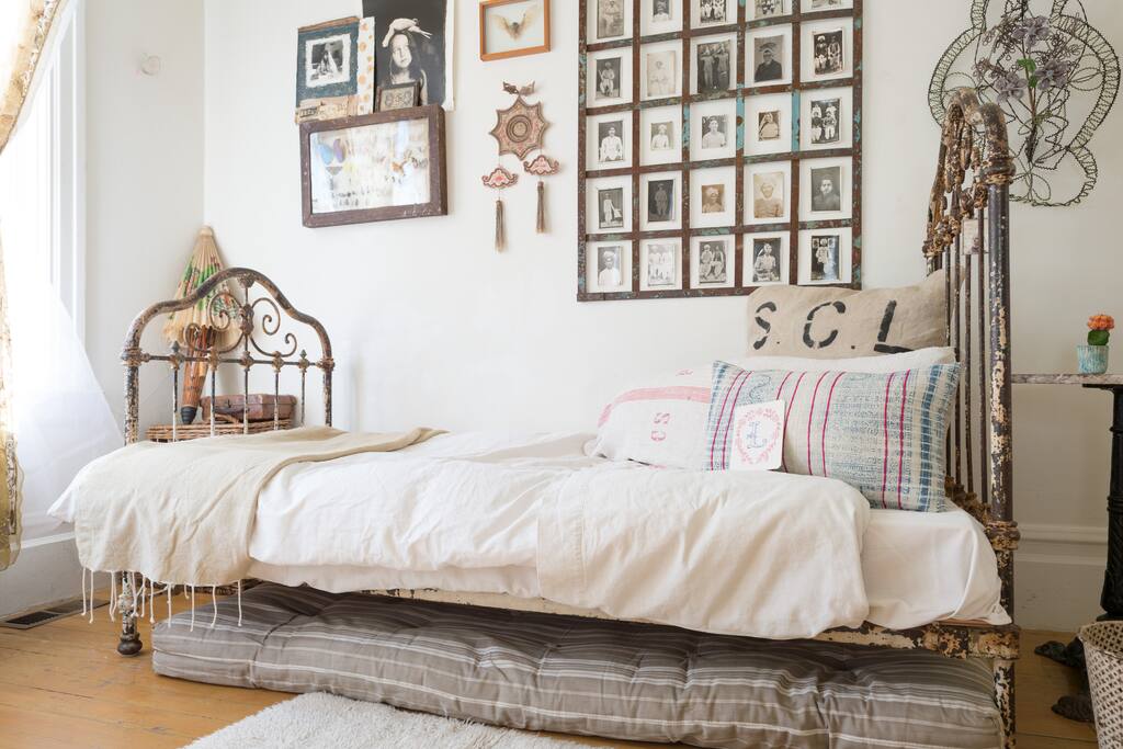 Your bedroom with a down comforter, down pillows and down body pillow. There also is a closet to hang clothes in.