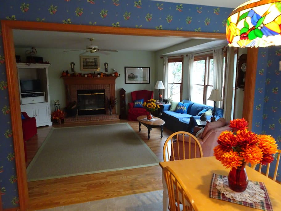 Kitchen view into living room