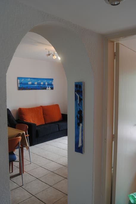 Entrada al apartamento acceso al salón, habitación doble y lavabo