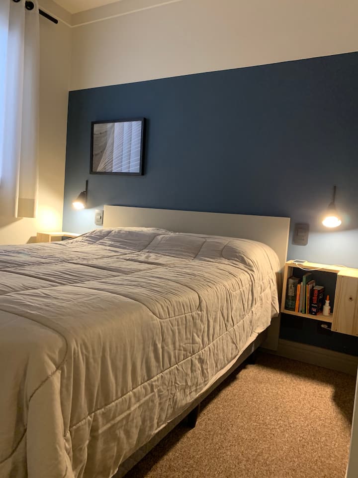 The bedroom in the suite