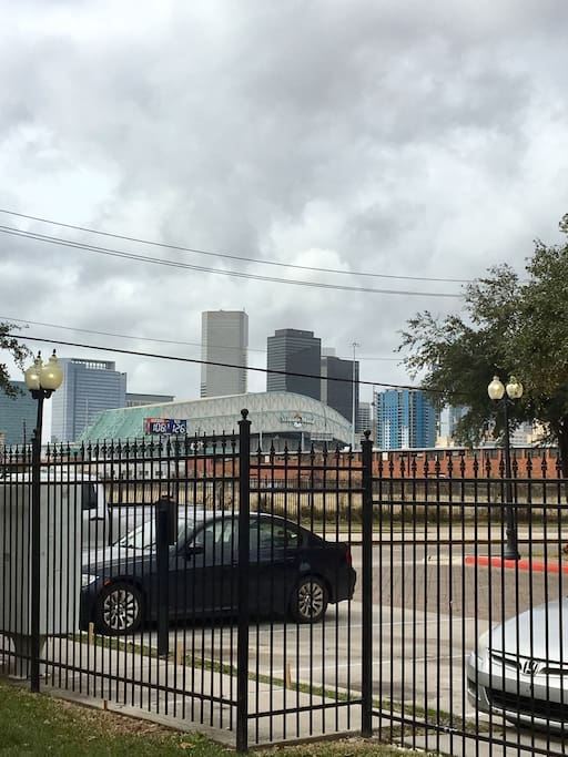 View of Downtown Houston and Minute Maid park.