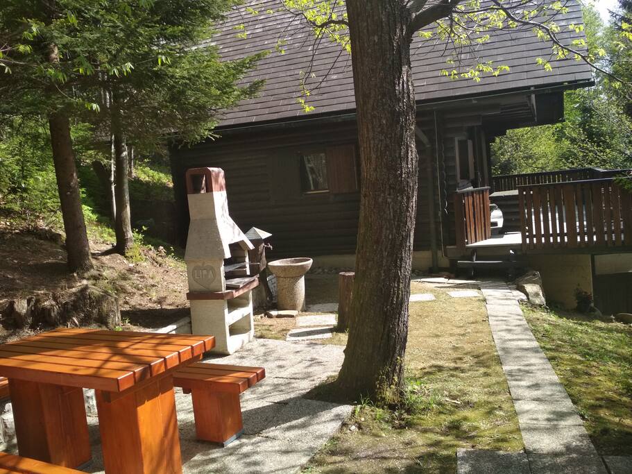 Big garden with grill