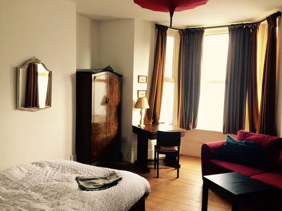 Your room is sunny in the morning. Thick curtains keep the light out when you don't want it.