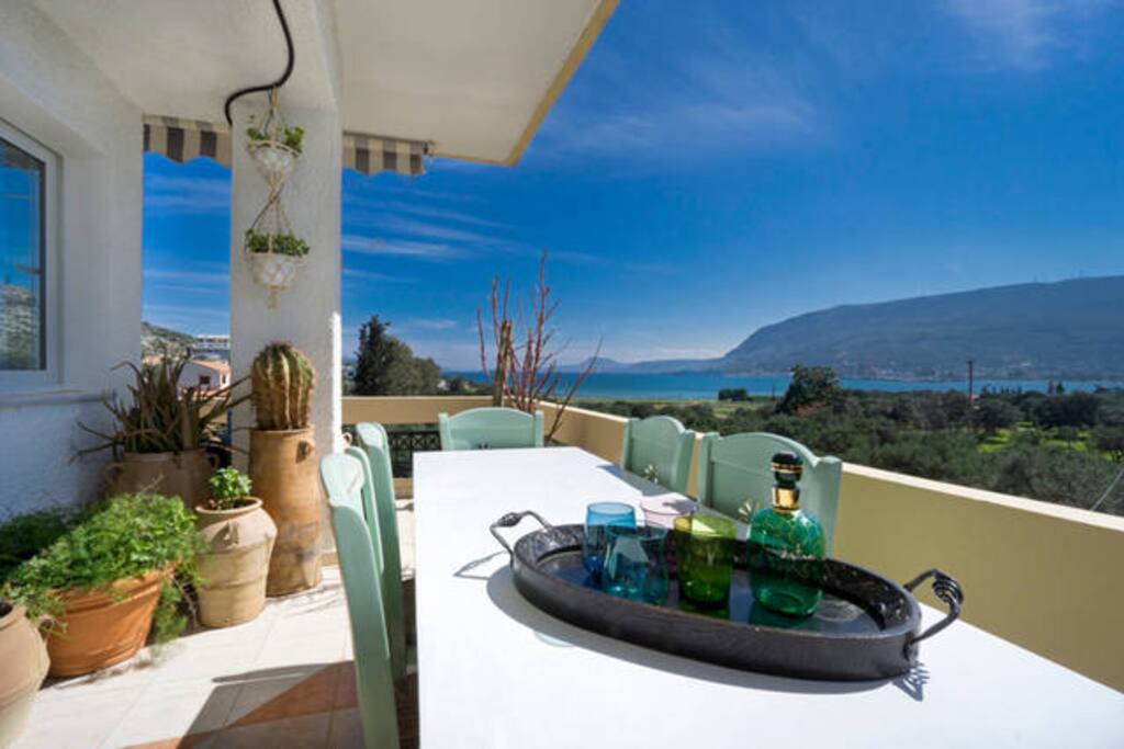 balcony.. dining with sea view and beach view