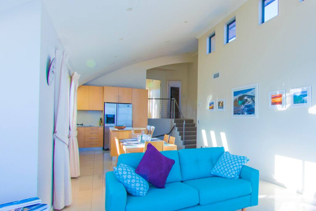 filled with colour and light from the large open windows