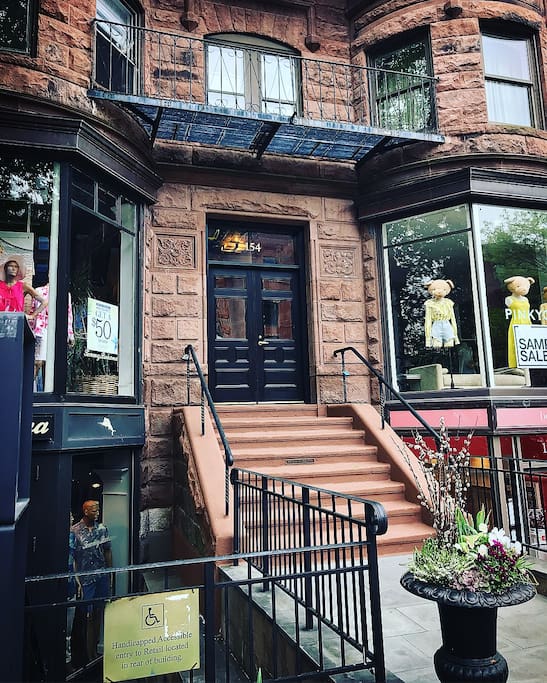Building entrance on Boston's most popular Newbury St.