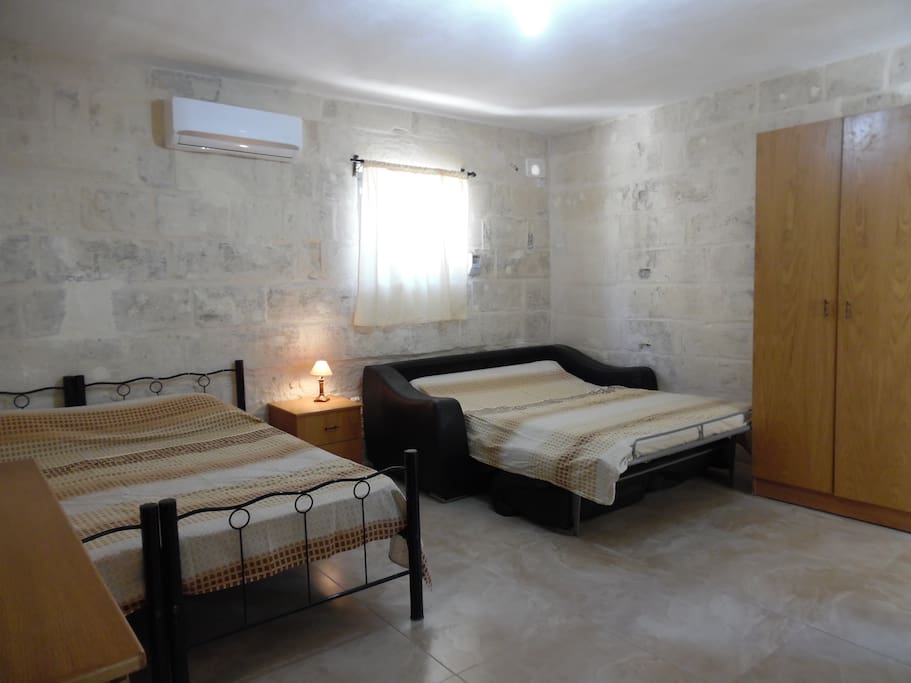 1 queen bed + double sofa bed