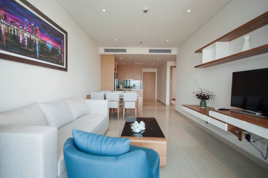 Living room with open plan kitchen