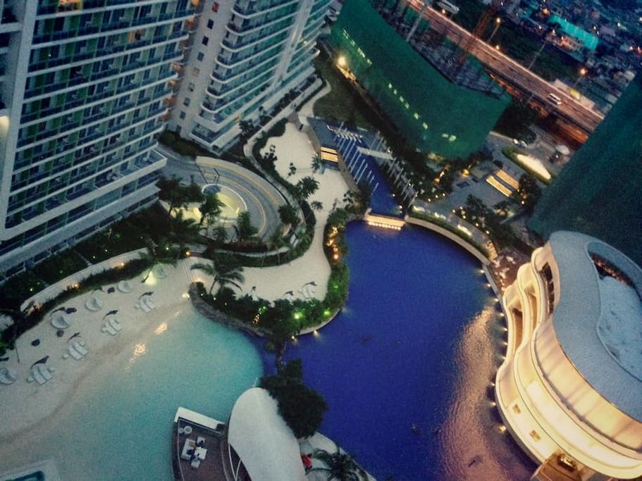 Panoramic view of Azure's man-made beach
