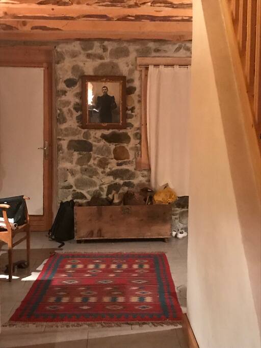 Entrance and wood for fire place