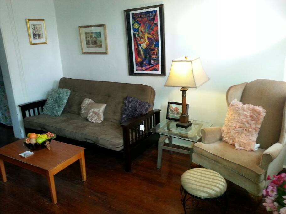 Living room with futon.