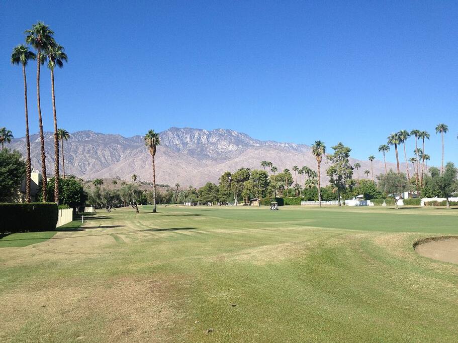 next to golf course