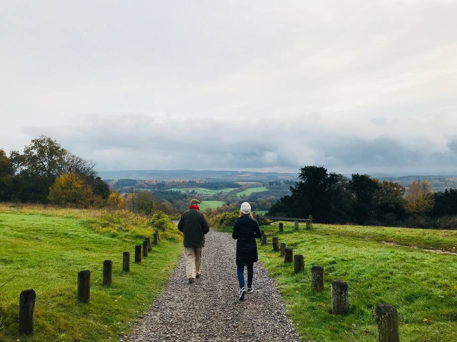 Surrey Hills walk - Albury ancient village, 30 mins drive via countryside road