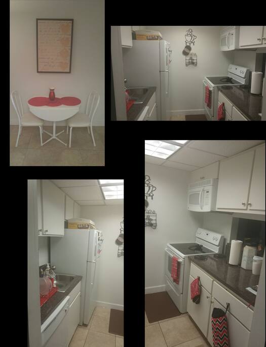 You can cook your own meals and save money from going out and if you do go out you have a place to put your leftovers and not a small refrigerator like in the hotels