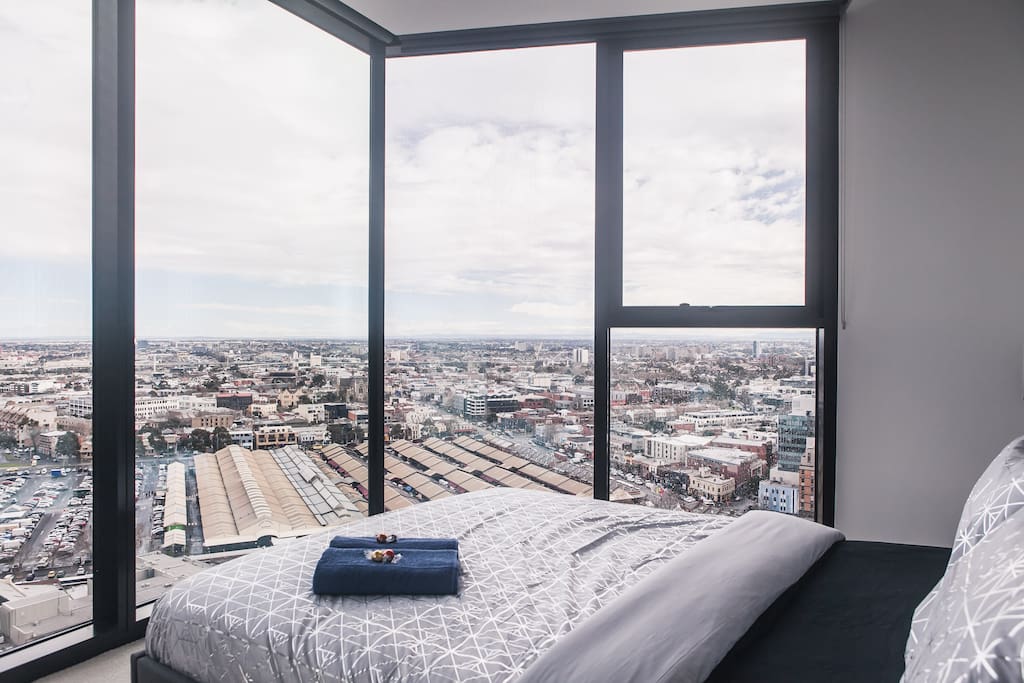 Spectacular view from master bedroom overlooking Melbourne city