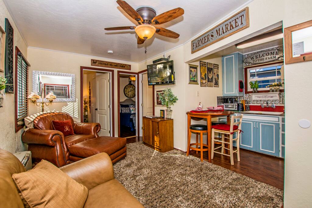 Living room looking into kitchen