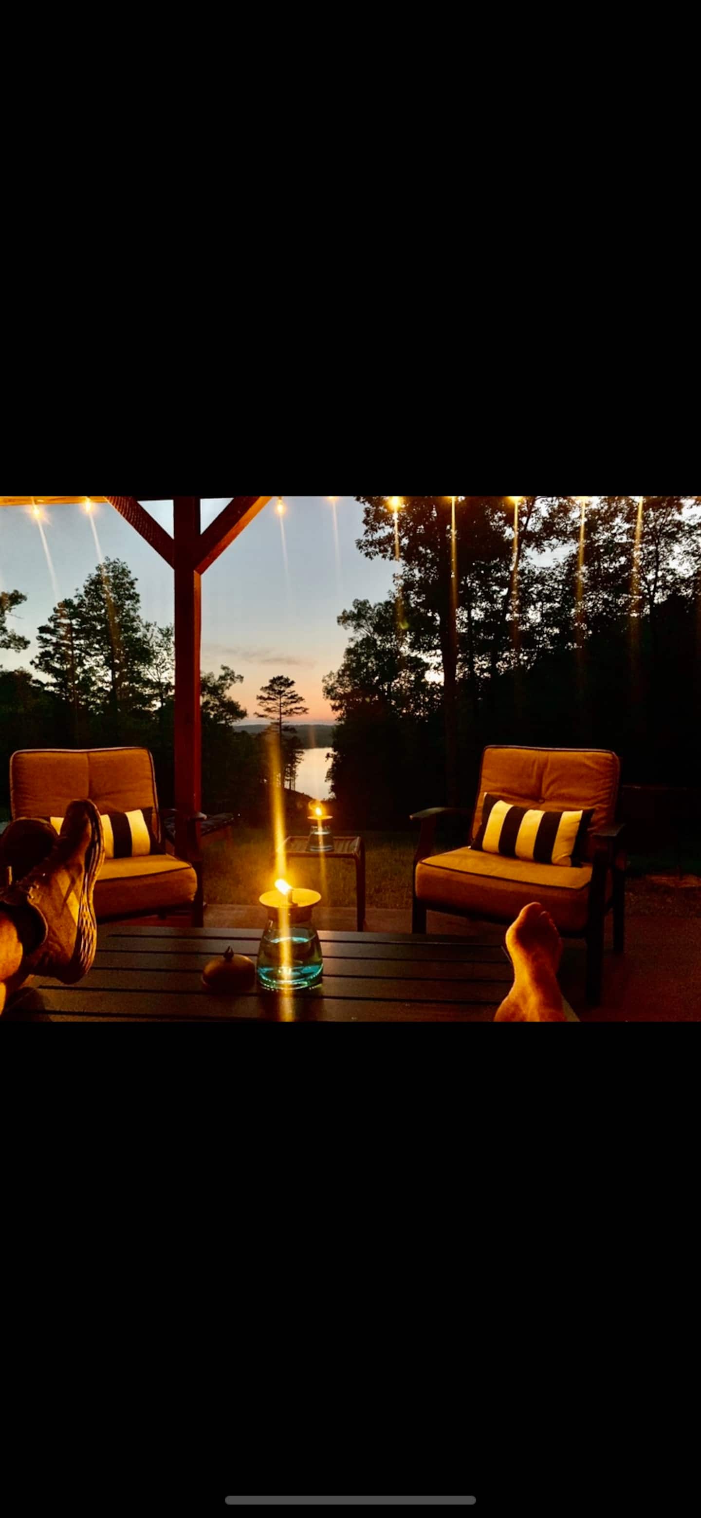 Covered porch lake view