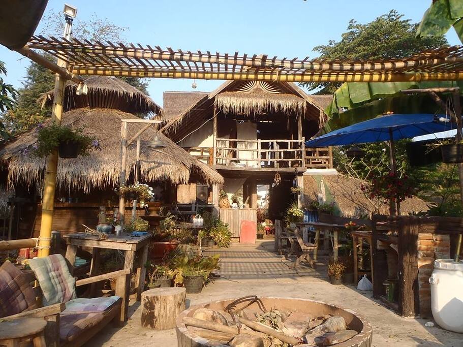 All Guest enjoy bar and eatery area on the river with fire pit