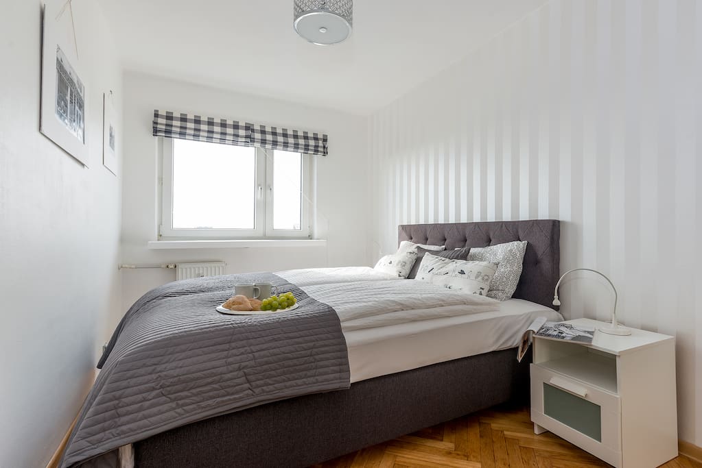 Separate bedroom with a double bed